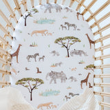 African Safari Fitted Bassinet Sheet / Change Pad Cover