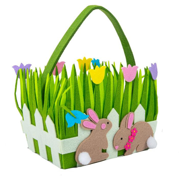 Rabbits in the Garden Felt Easter Basket