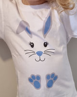 Easter Blue Bunny Face T-shirt (size 2-3)