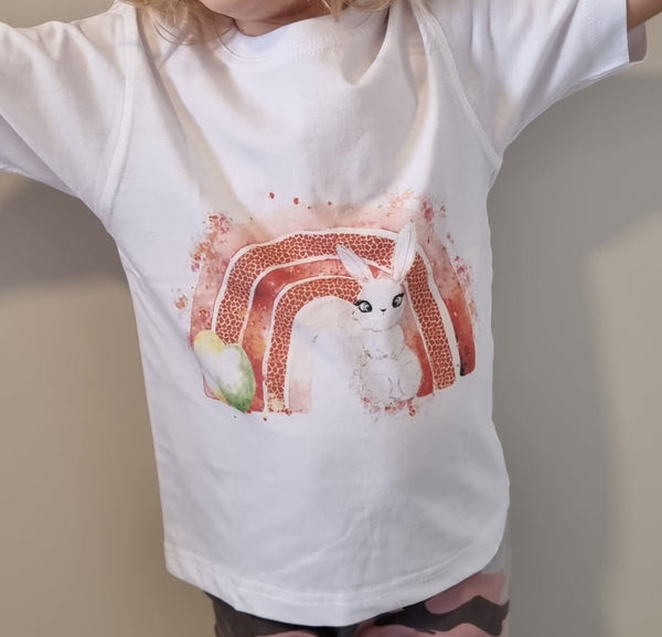 Easter Tan Rainbow Bunny T-shirt (size 2-3)
